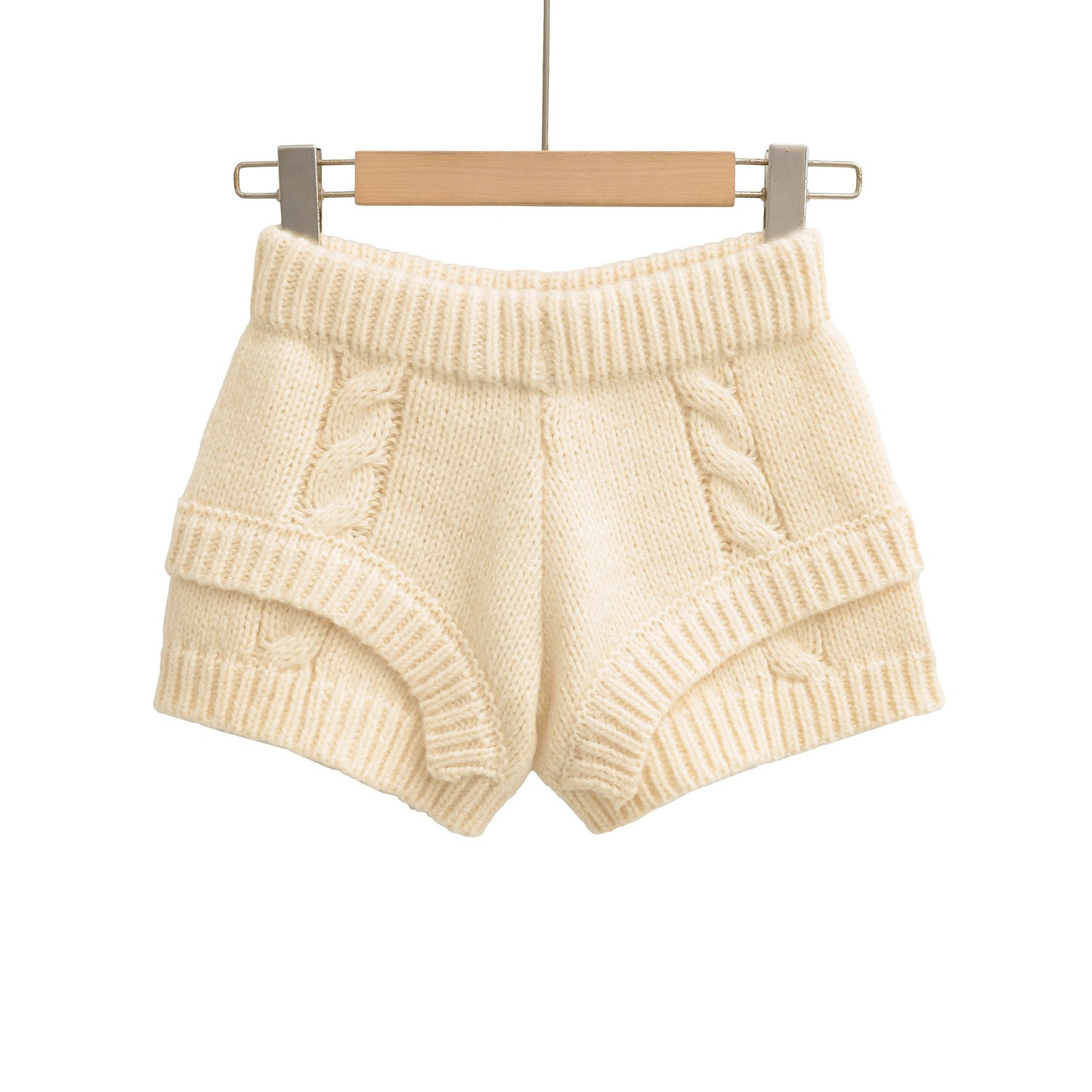 秋季新款美式針織毛線休閒短褲(米白)