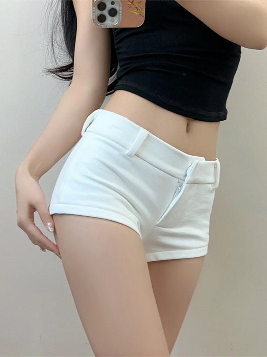 美式辣妹低腰小短褲(白色)
