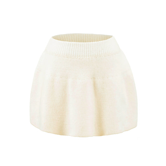 秋季新款美式小香風彈性針織短裙(白)