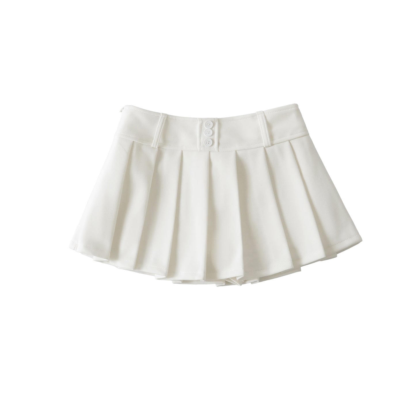 新款法式高腰百褶短裙(白)