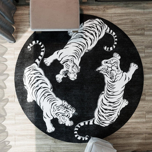 黑白猛虎地墊(白)