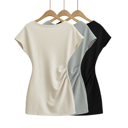 不規則斜肩一字肩連身裙 (豆綠)E1033