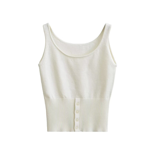 秋季新款圓領休閒背心針織衫(白)