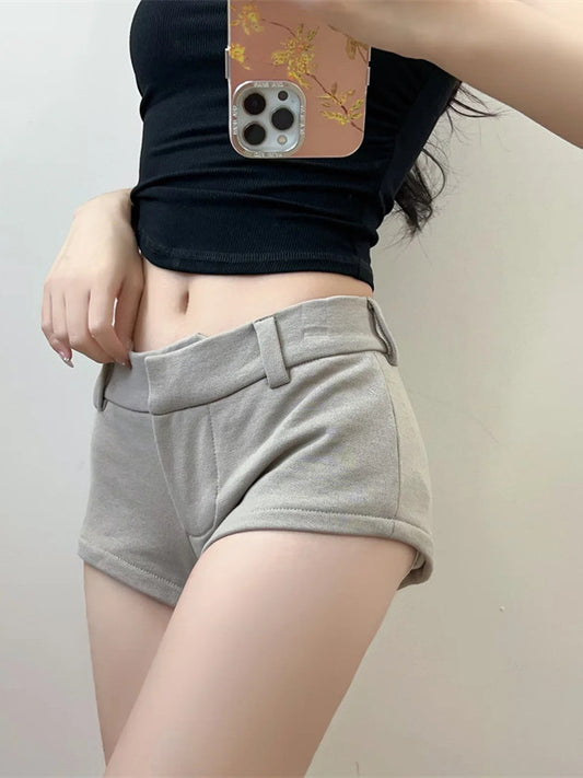 美式辣妹低腰小短褲(卡其色)