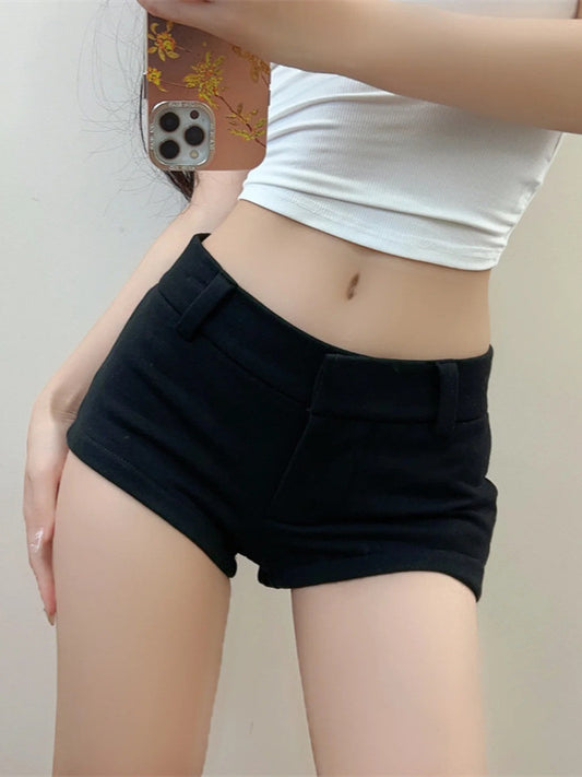 美式辣妹低腰小短褲(黑色)